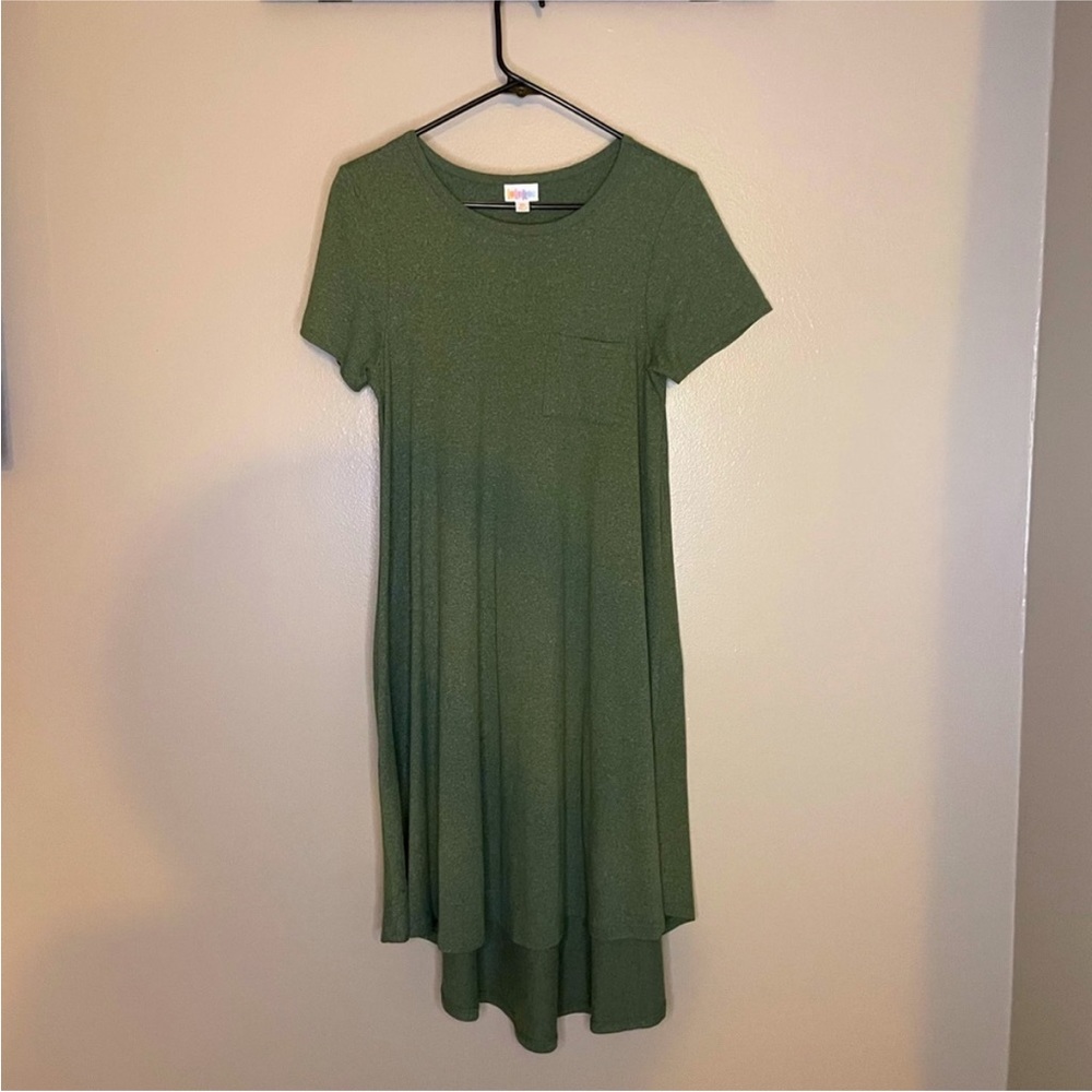 Lularoe Green Heathered legging material Carly, Sz XS, EUC